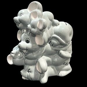Vintage 1980s Ceramic Cute Stacked Mice Coin "Piggy" Bank - Kitschy Collectible